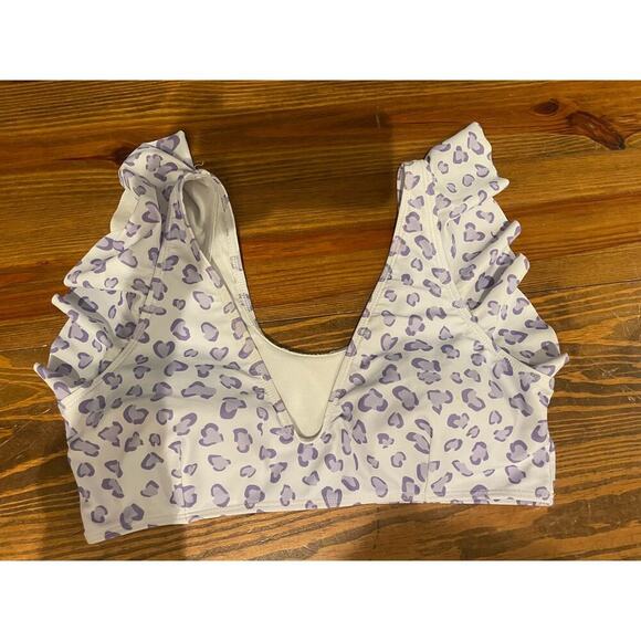 SHEIN Ruffled Sleeve High Waist Lilah Leopard Bikini, size L - Picture 6 of 7